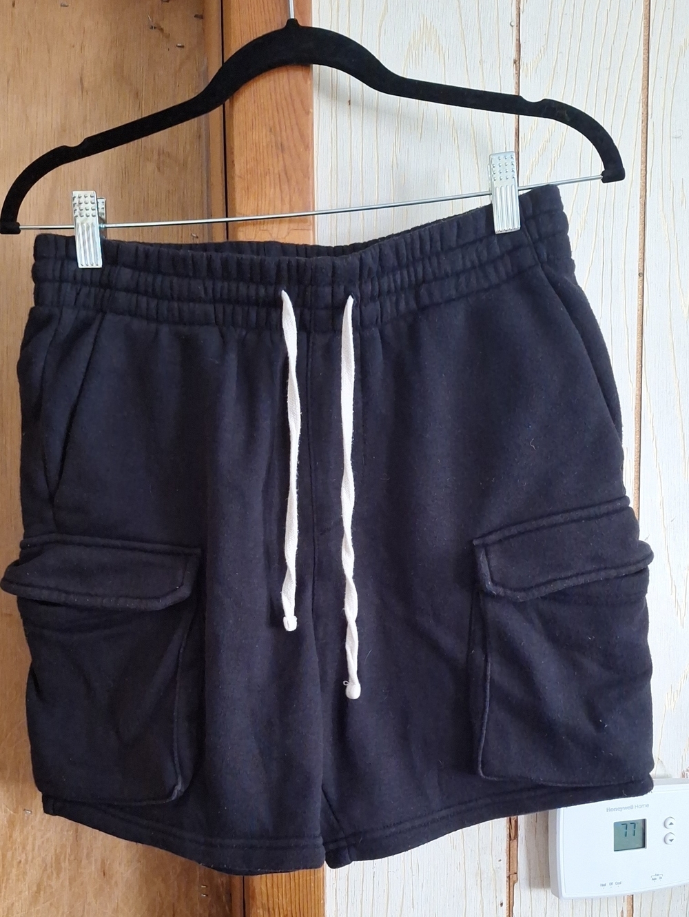 PacSun Black Cargo Drawstring Shorts with White Cord